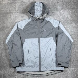 Nike ACG Jacket Mens Medium Gray Fit Storm 3 Outer Layer Hooded Full Zip VTG Y2K